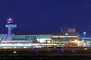 Tower at Frankfurt Airport at night